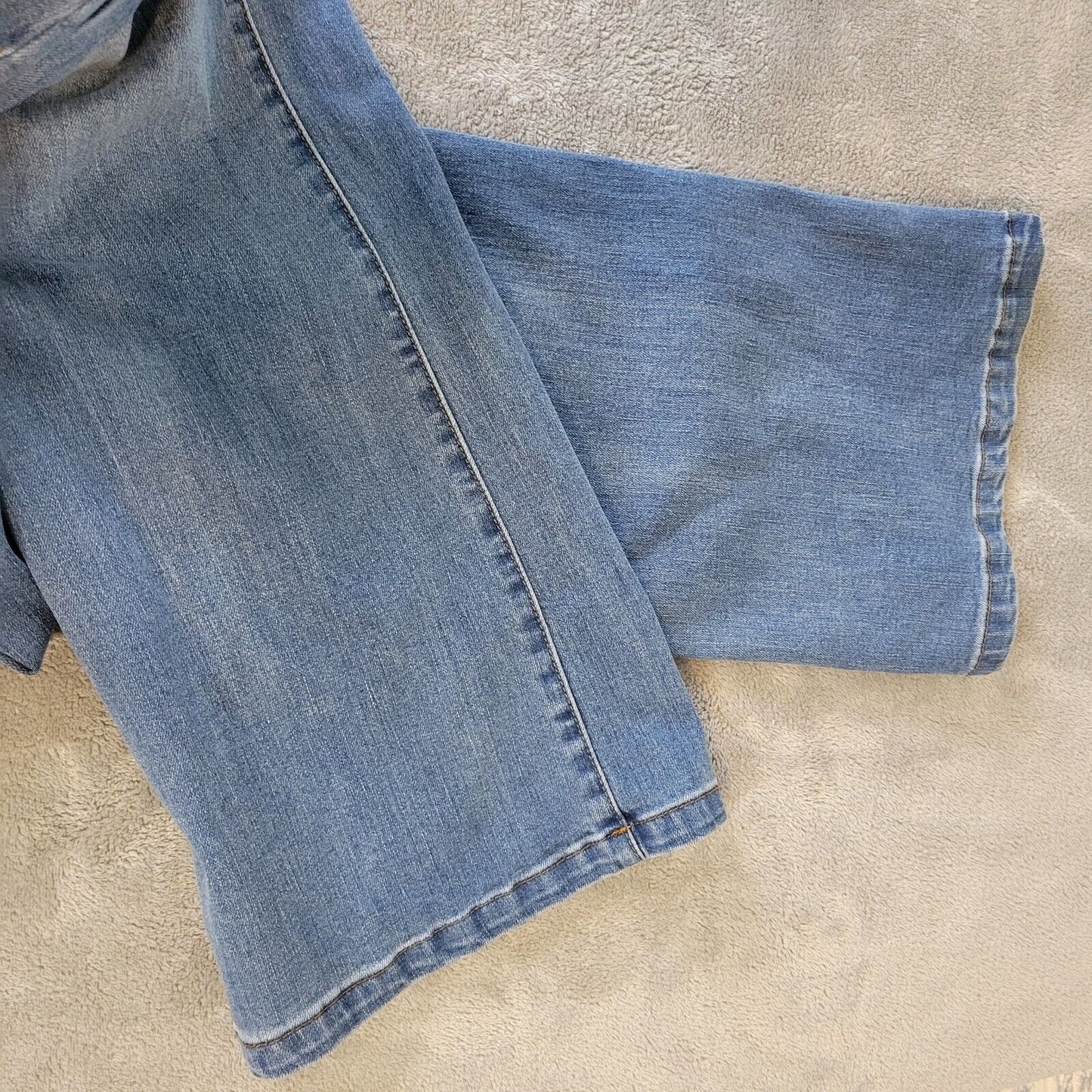 Ellos Womens Jeans 22 Plus Straight Leg Medium Blue Denim Cotton Blend Zip Fly