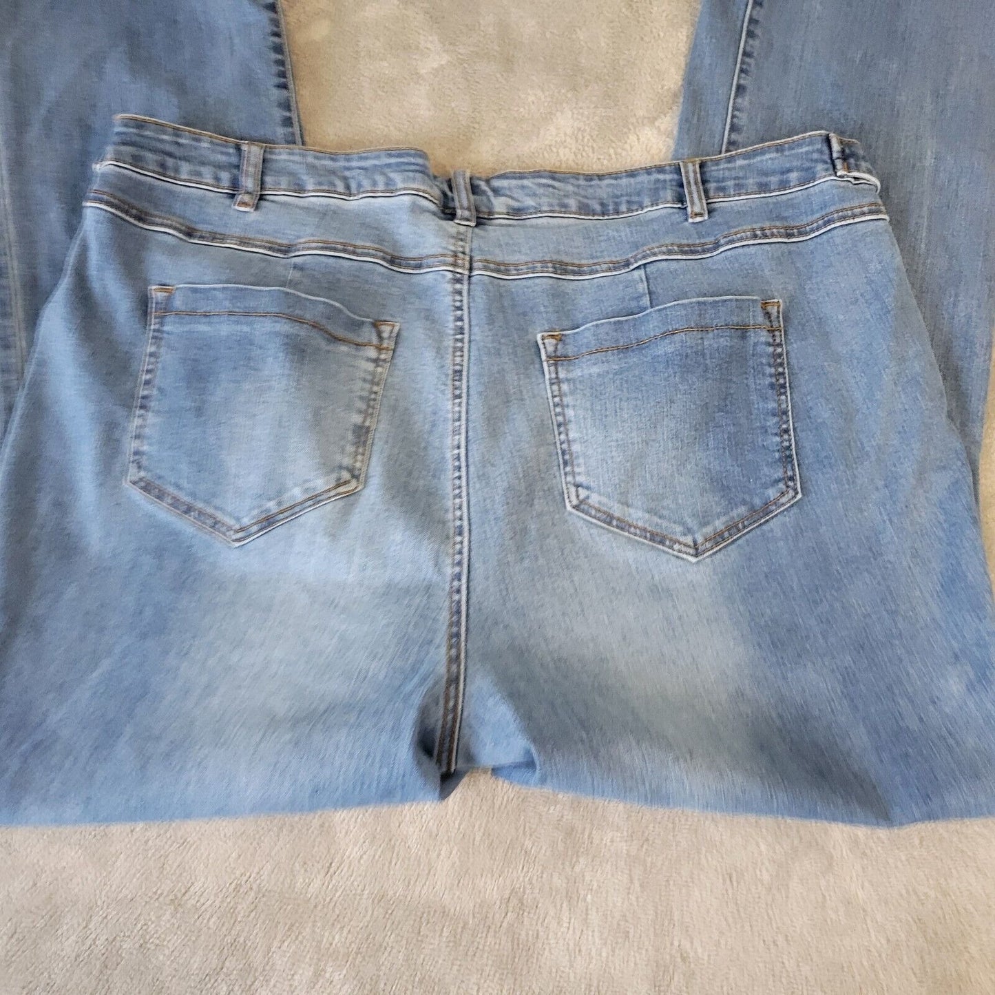 Ellos Womens Jeans 22 Plus Straight Leg Medium Blue Denim Cotton Blend Zip Fly