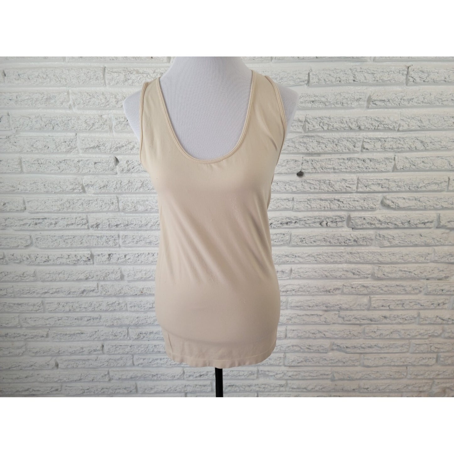 Zenana Womens Top 2X 3X Plus Tank Sleeveless Beige Nylon Spandex Basic Casual