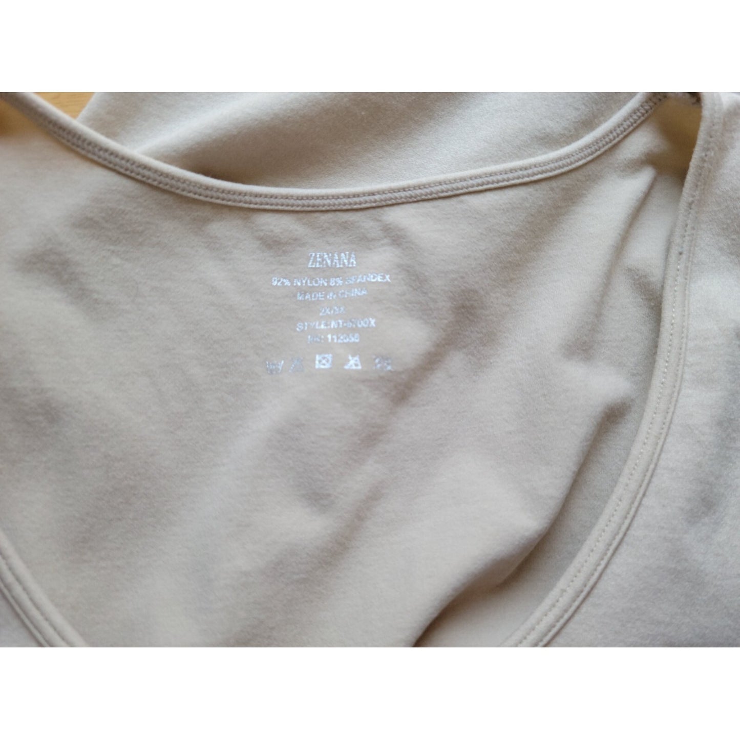 Zenana Womens Top 2X 3X Plus Tank Sleeveless Beige Nylon Spandex Basic Casual