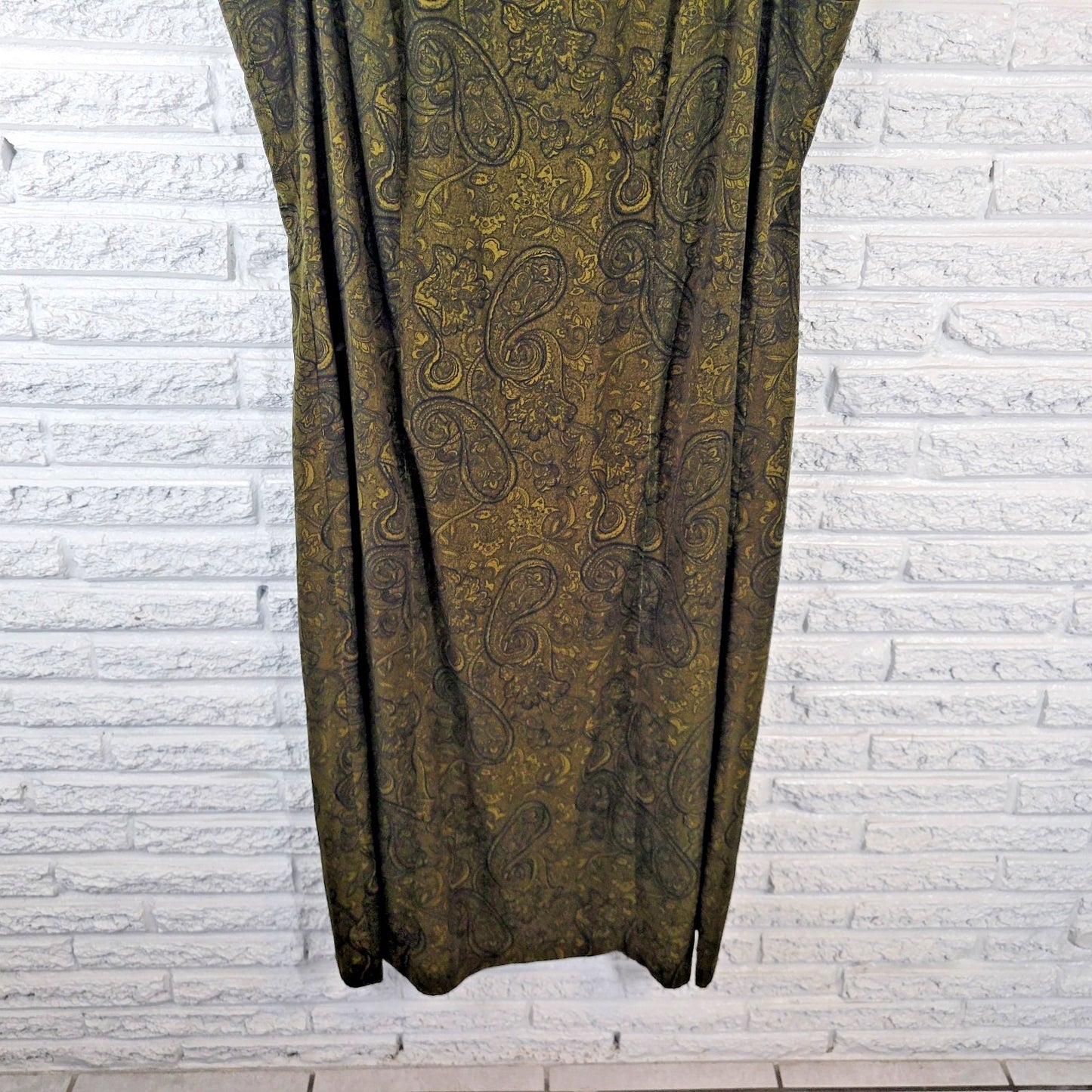 Studio I Womens Dress 22W Plus Shift Midi Sleeveless Green Paisley Zip Office