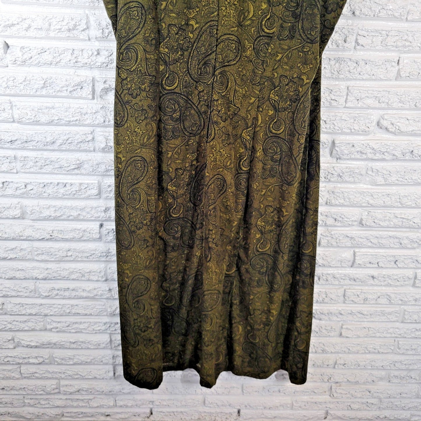 Studio I Womens Dress 22W Plus Shift Midi Sleeveless Green Paisley Zip Office