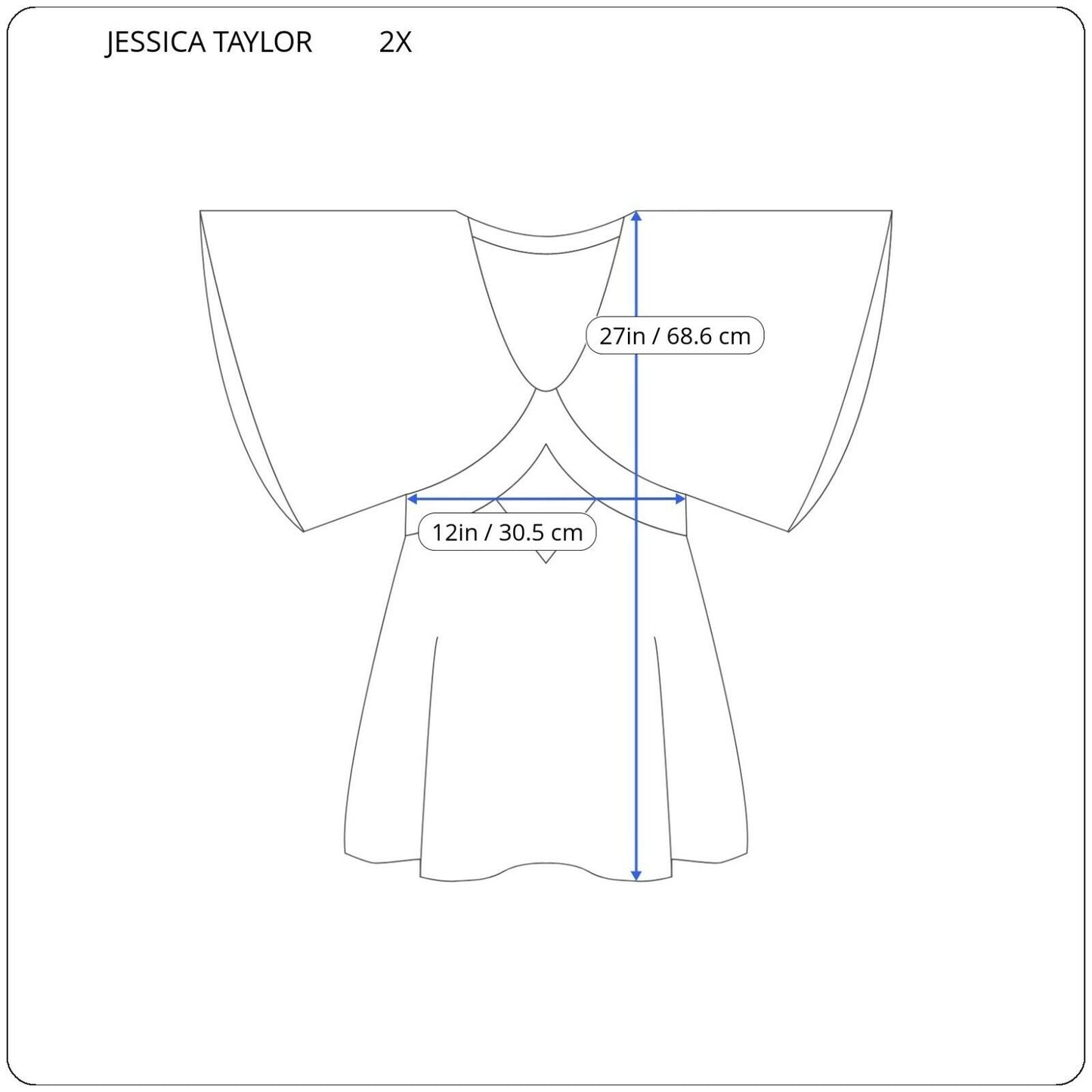 Jessica Taylor Women Top 2X Plus Batwing Sleeves Black Geometric Comfort Waist