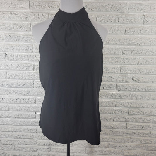 Freshwater Womens Swim Top XXL 20 Plus Halter Black Lined Built in Bra Beach New