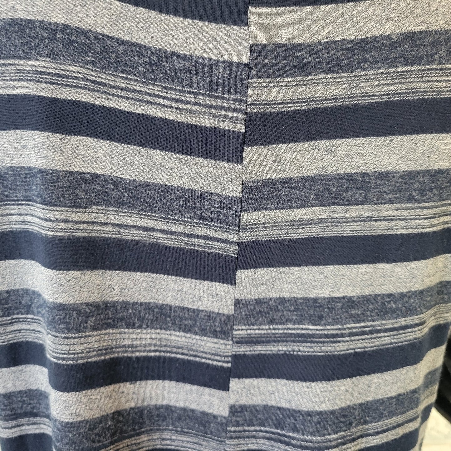 Hazel Haze Women Top XL Tee Blue Gray Stripe Asymmetric Lightweight Casual Comfy