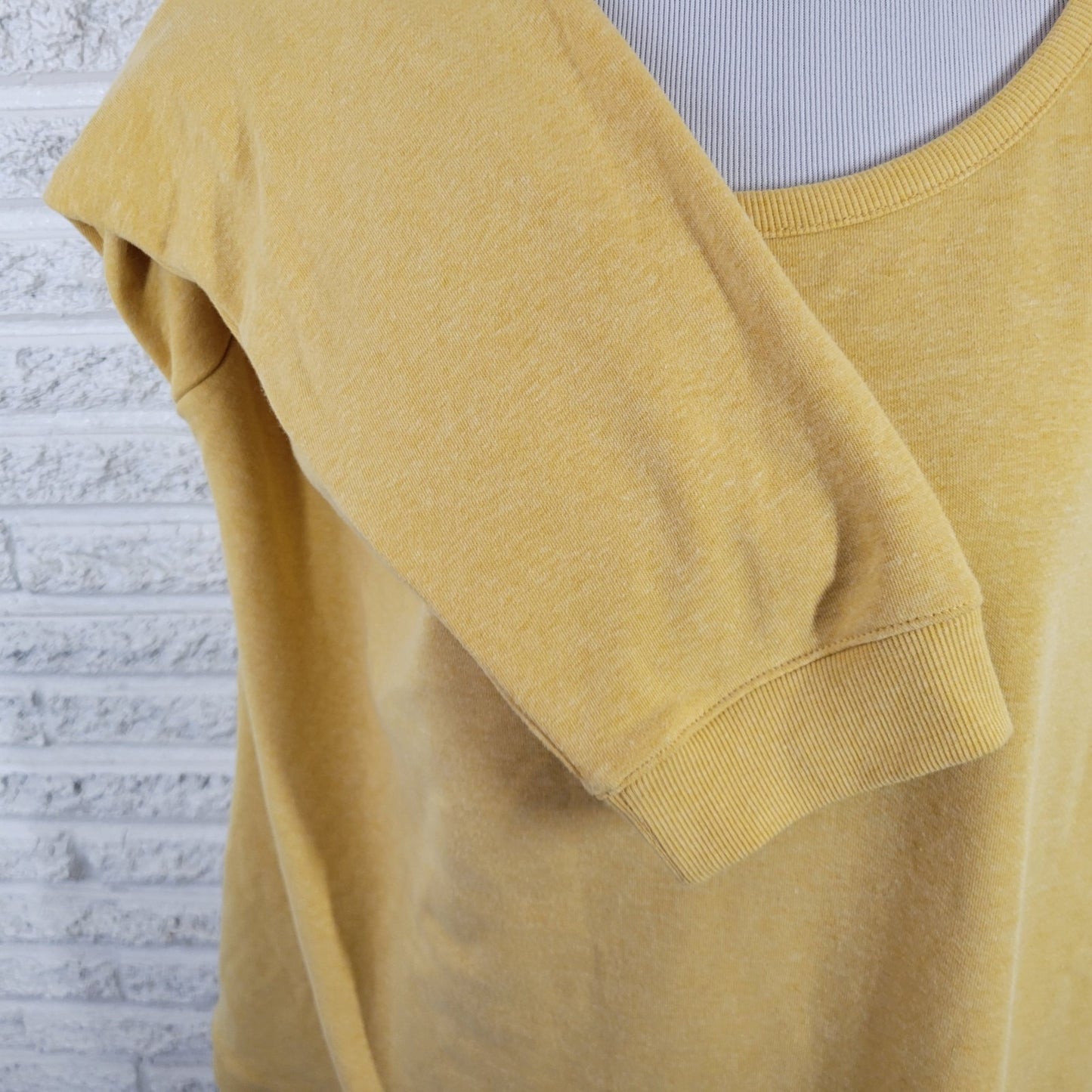 Croft Barrow Womens Sweatshirt 3X Plus 3/4 Sleeve Yellow Soft Deco Buttons Comfy