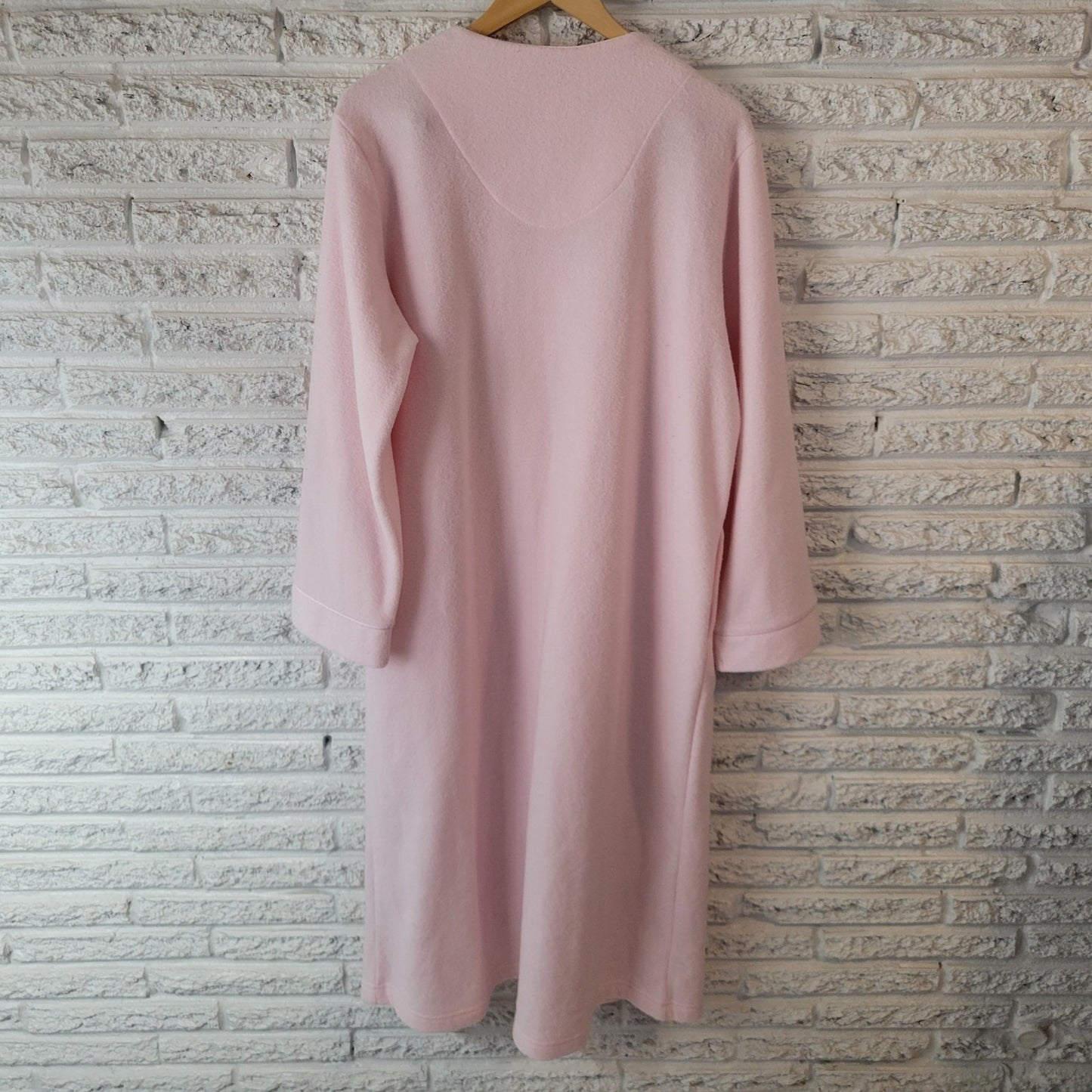 Collette Miss Elaine Womens Robe XL Full Zip Pink Fleece Embroidered Cinched