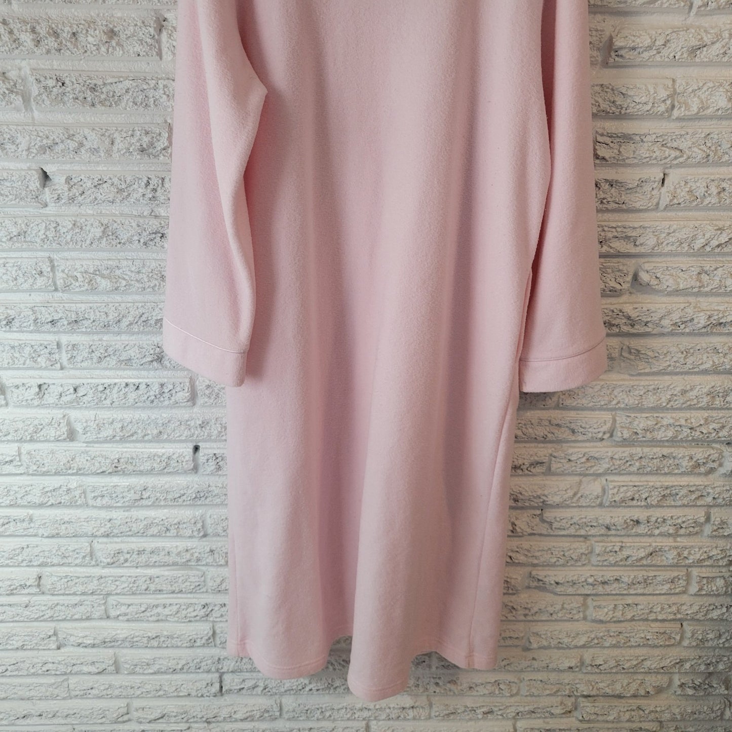 Collette Miss Elaine Womens Robe XL Full Zip Pink Fleece Embroidered Cinched