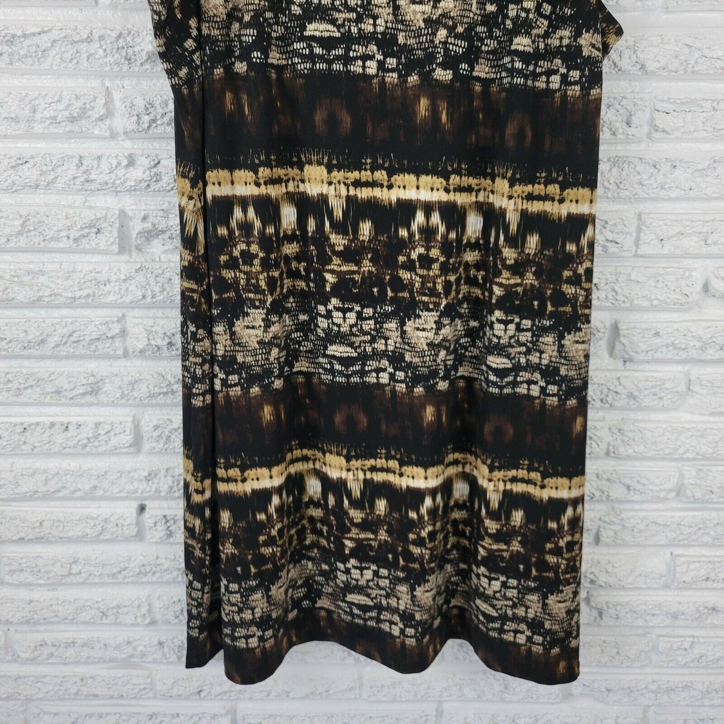 Catherines Womens Dress 2XWP Sleeveless Shift Black Tan Animal Print Pullover
