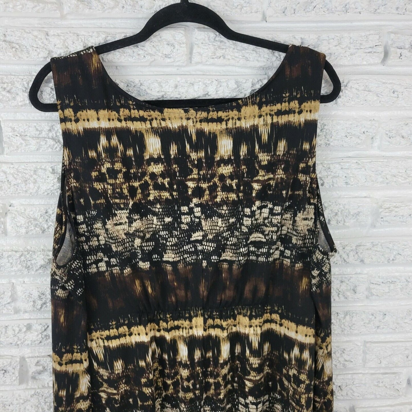 Catherines Womens Dress 2XWP Sleeveless Shift Black Tan Animal Print Pullover