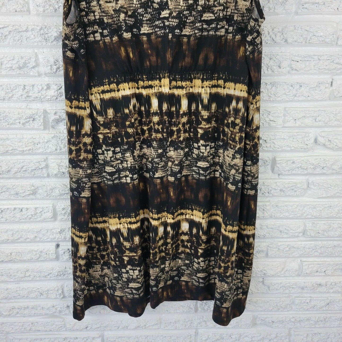 Catherines Womens Dress 2XWP Sleeveless Shift Black Tan Animal Print Pullover