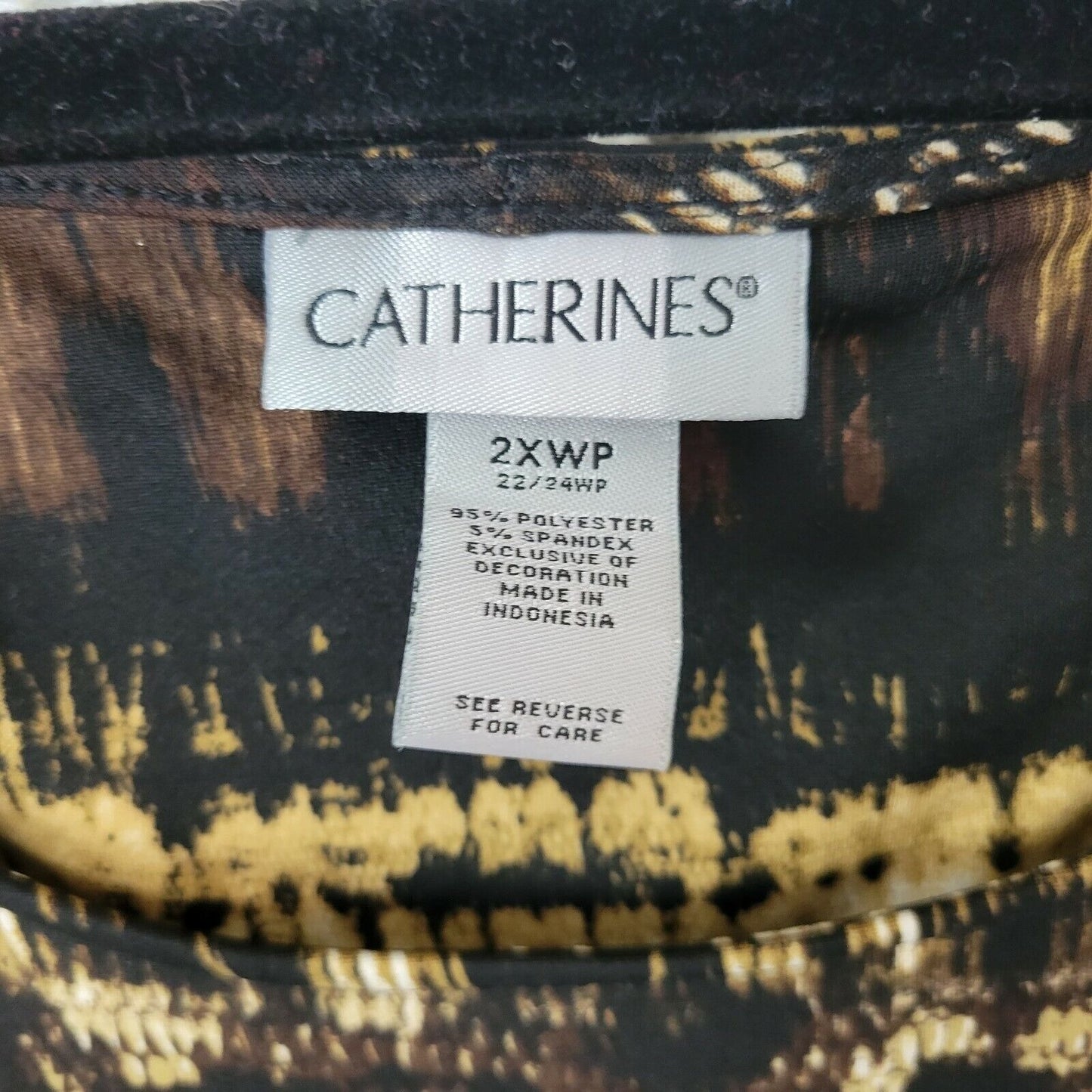 Catherines Womens Dress 2XWP Sleeveless Shift Black Tan Animal Print Pullover
