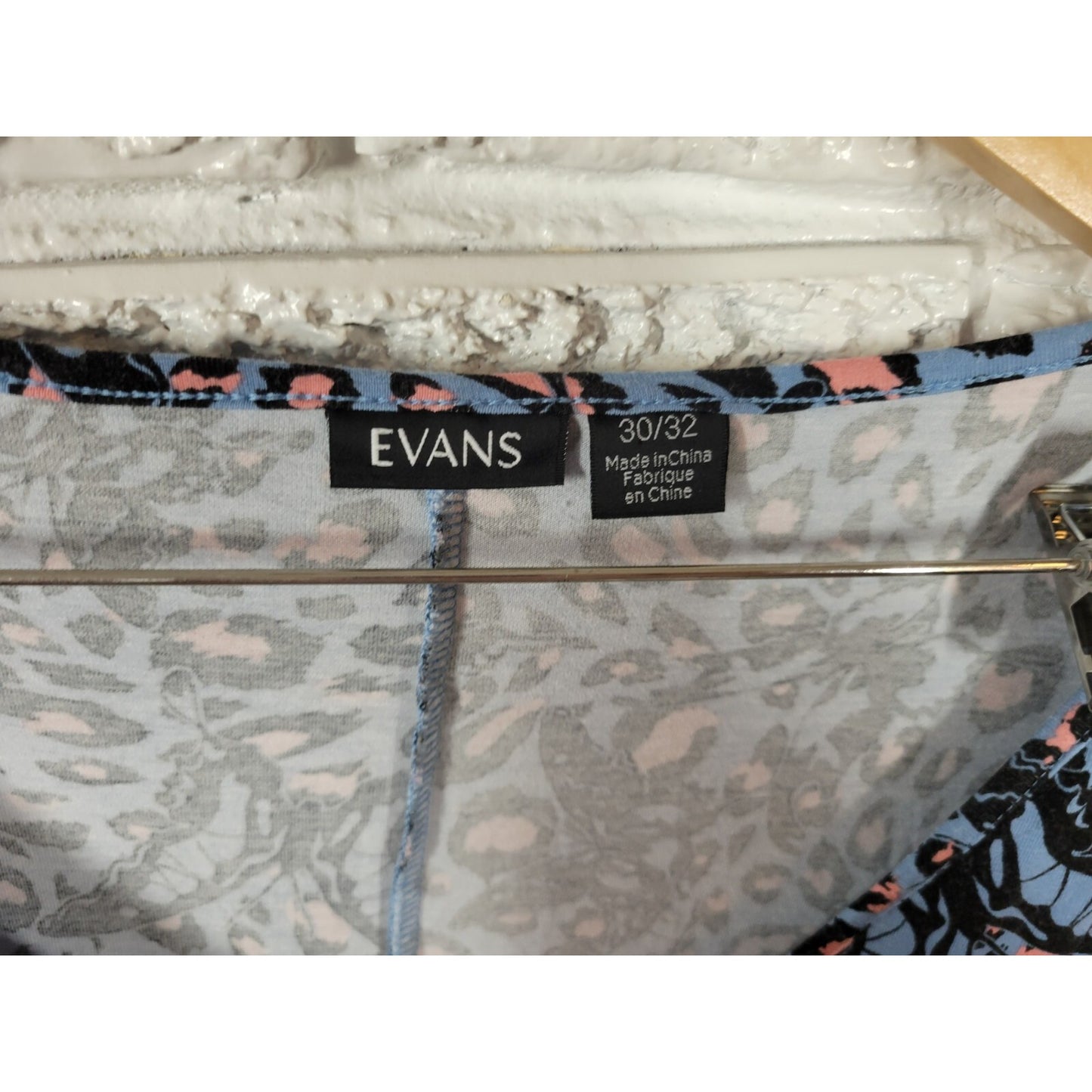 Evans Womens Top 30 32 Plus Tee Tunic Short Sleeve Blue Butterflies Casual