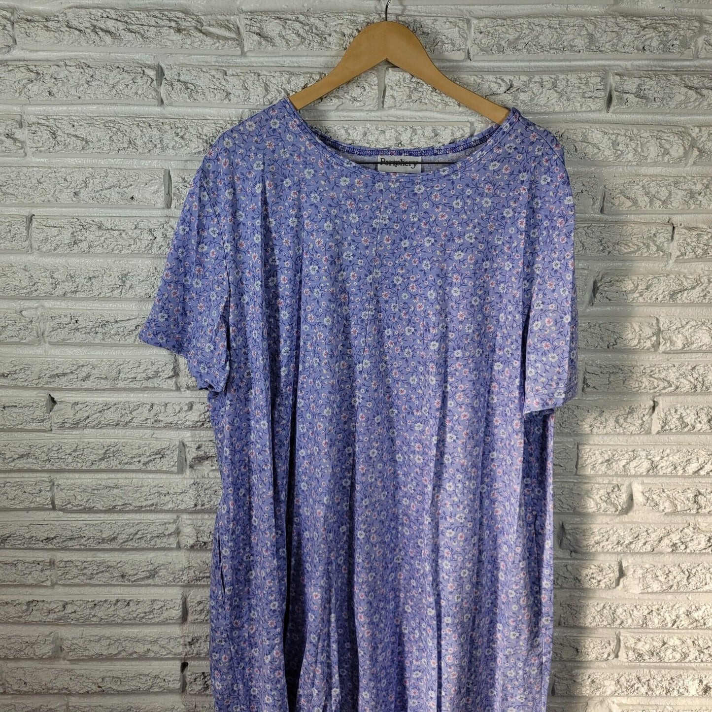 Vintage Periphery Womens Dress 3X Short Sleeve Pockets Blue Floral Lightweight