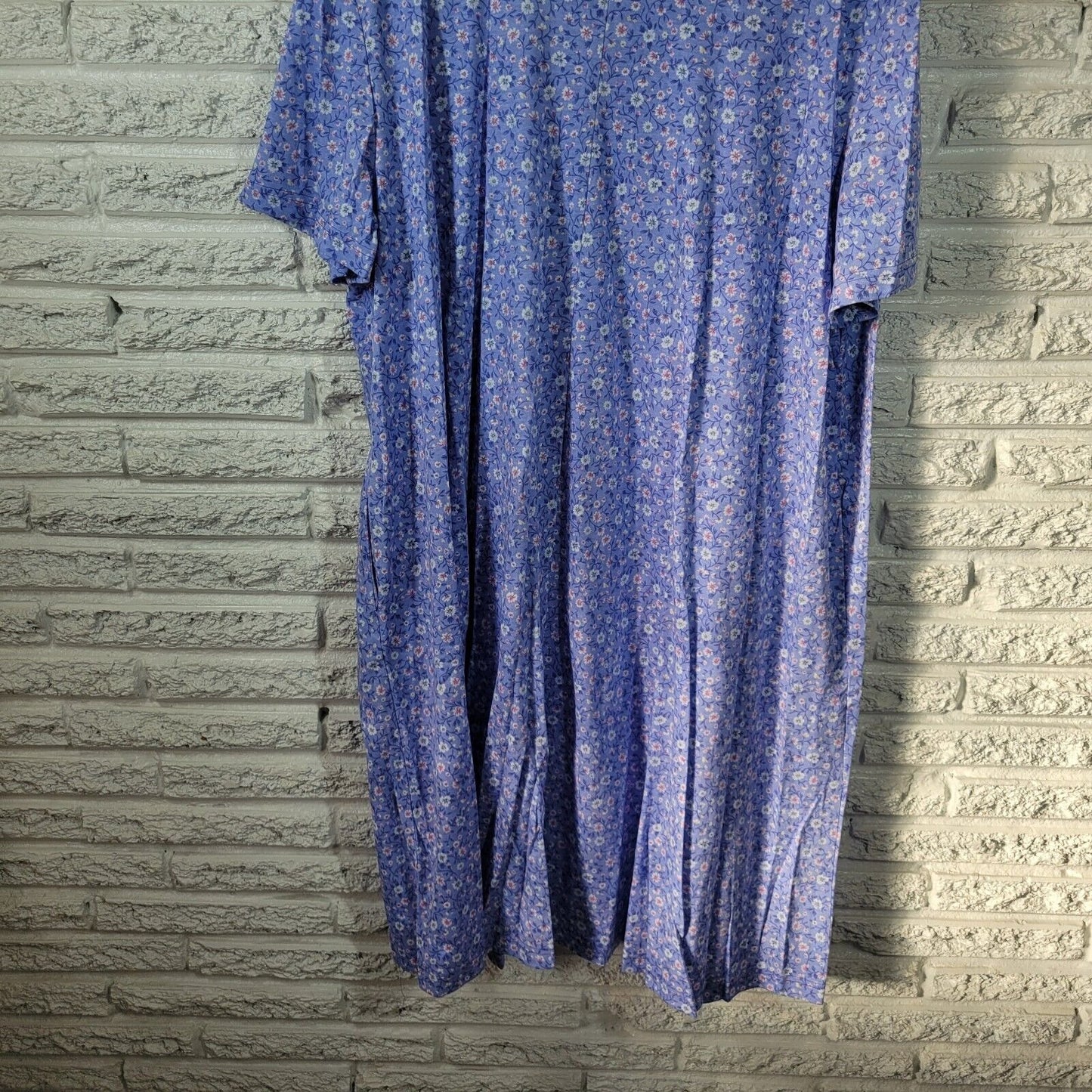 Vintage Periphery Womens Dress 3X Short Sleeve Pockets Blue Floral Lightweight