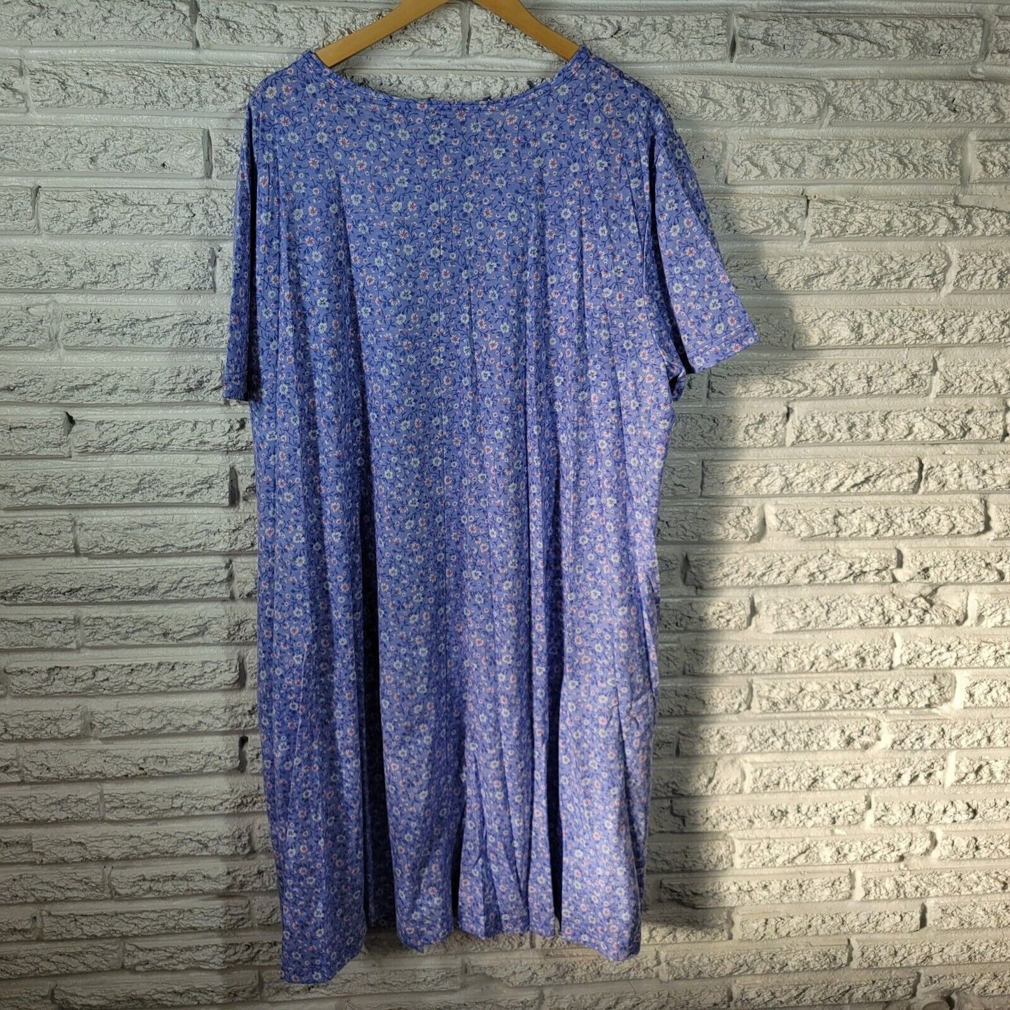 Vintage Periphery Womens Dress 3X Short Sleeve Pockets Blue Floral Lightweight