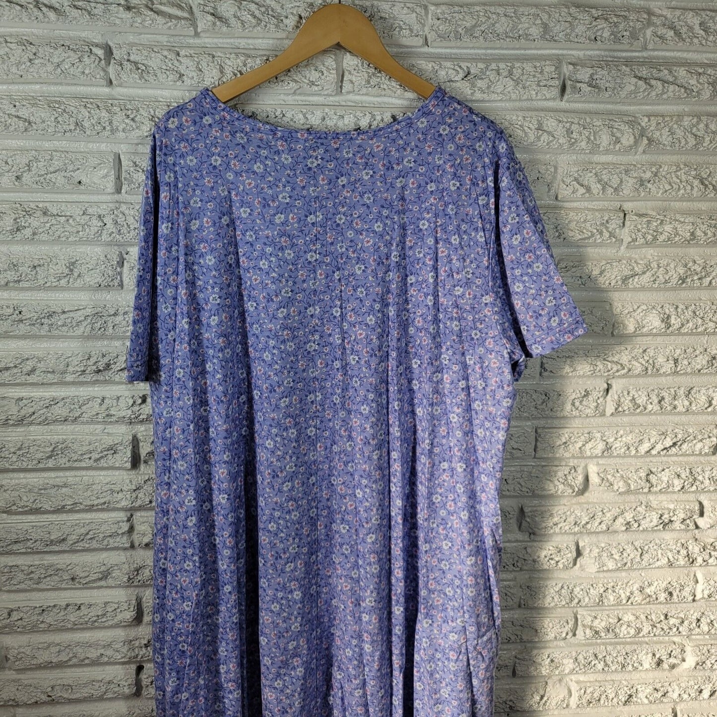 Vintage Periphery Womens Dress 3X Short Sleeve Pockets Blue Floral Lightweight