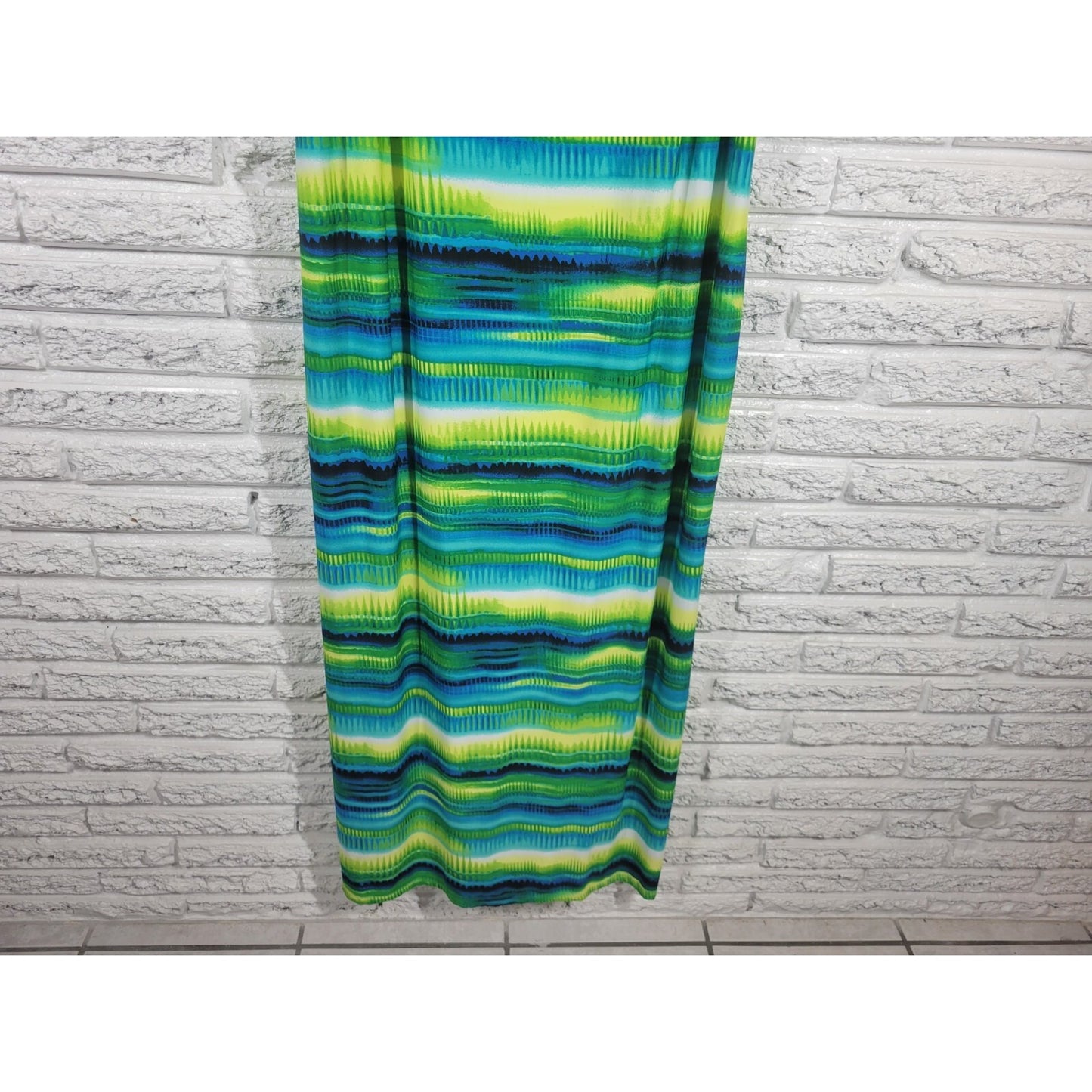 Avenue Women Dress 18 20 Plus Sleeveless Tank Midi Green Watercolor  Poly Blend