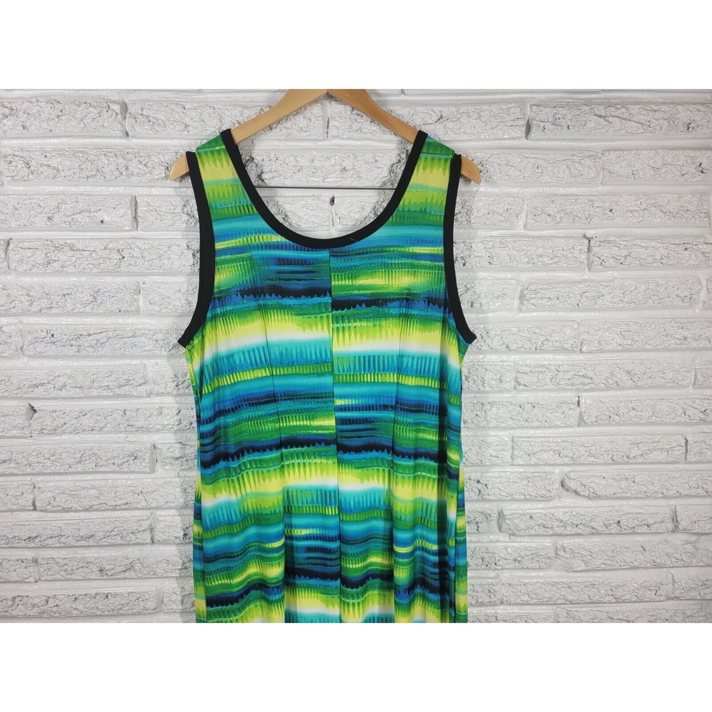 Avenue Women Dress 18 20 Plus Sleeveless Tank Midi Green Watercolor  Poly Blend