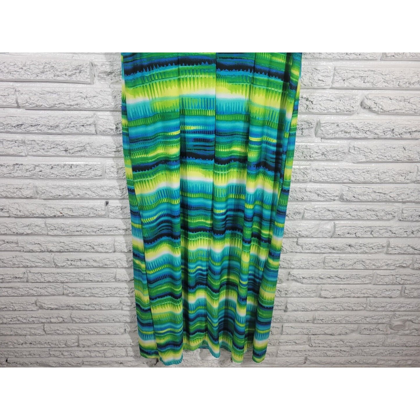 Avenue Women Dress 18 20 Plus Sleeveless Tank Midi Green Watercolor  Poly Blend