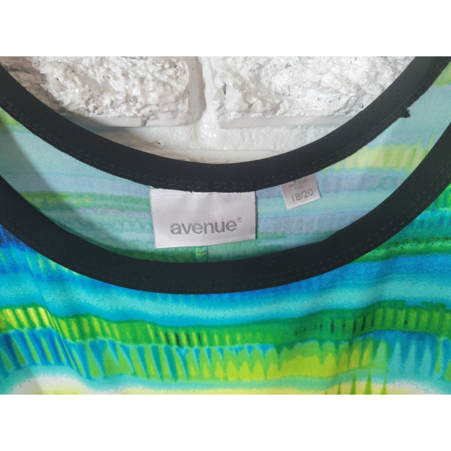 Avenue Women Dress 18 20 Plus Sleeveless Tank Midi Green Watercolor  Poly Blend