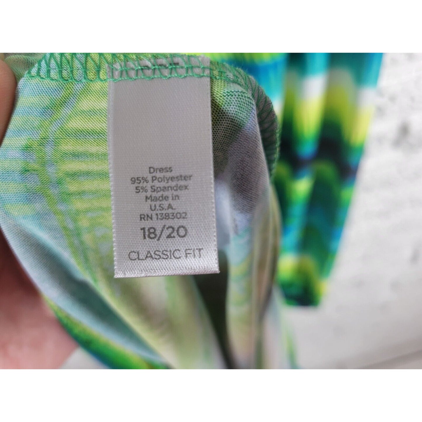 Avenue Women Dress 18 20 Plus Sleeveless Tank Midi Green Watercolor  Poly Blend