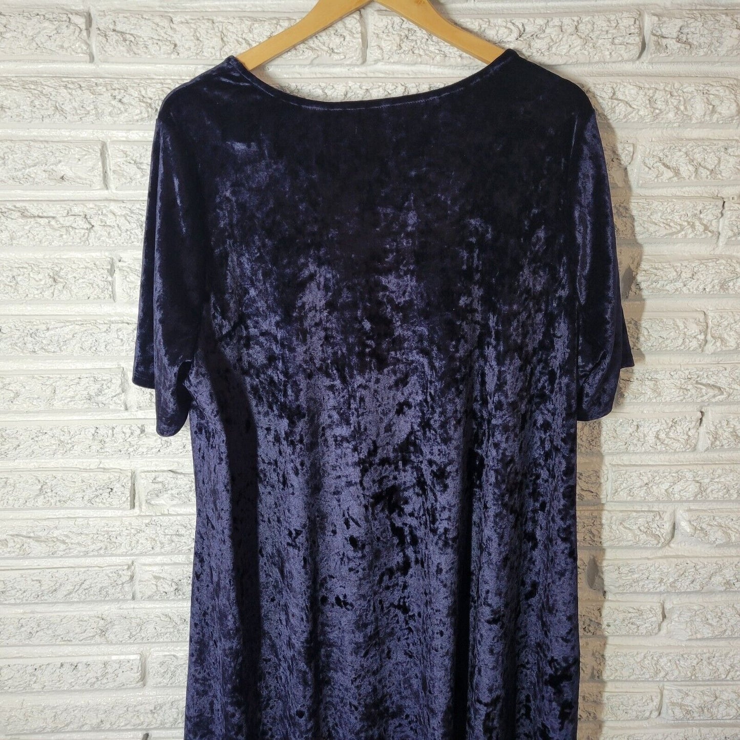 Westport 1962 Womens Dress 3X Plus Short Sleeve Blue Poly Blend Velour Office