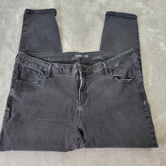 Old Navy Rockstar Womens Jeans 20 Plus Super Skinny Black Comfy Cotton Blend
