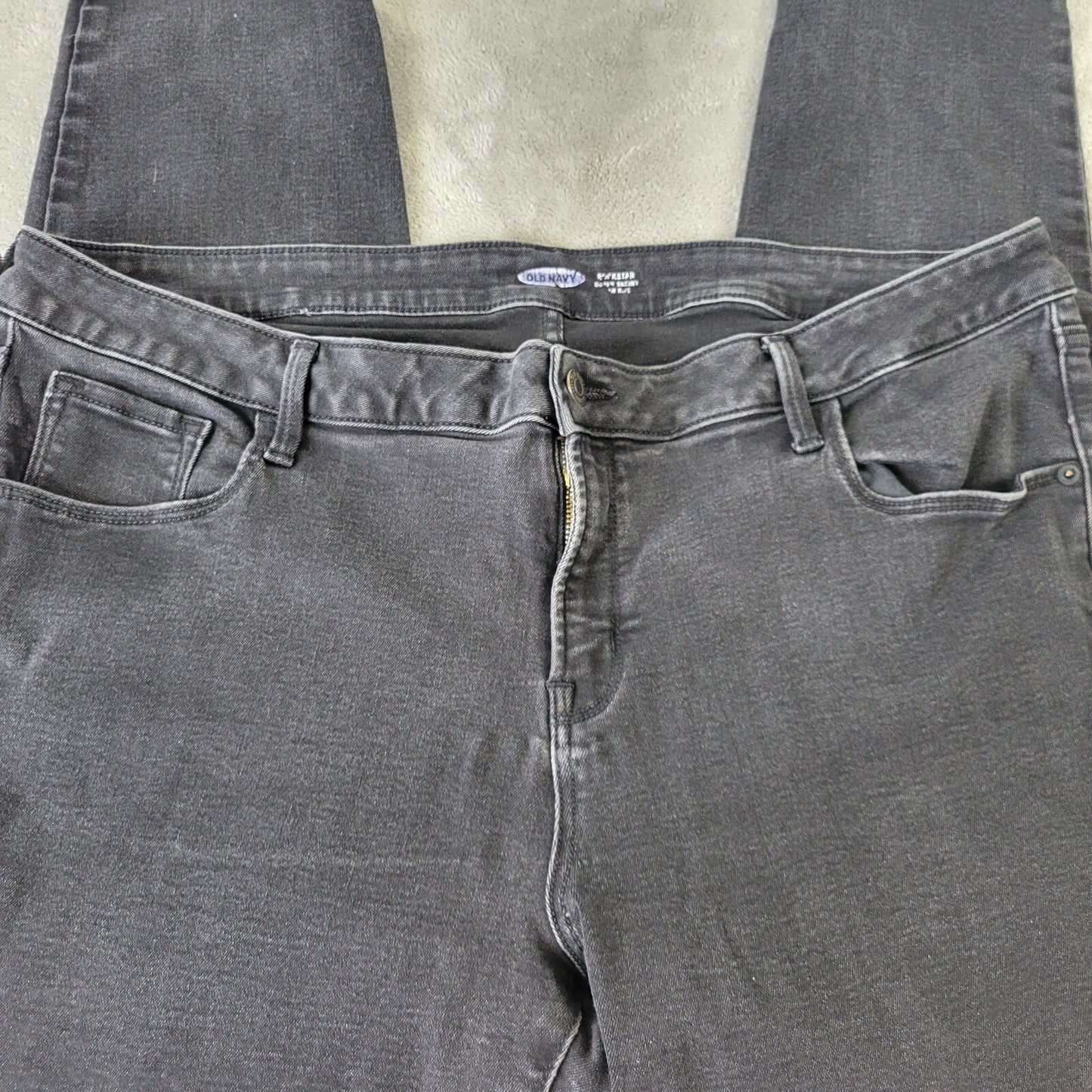 Old Navy Rockstar Womens Jeans 20 Plus Super Skinny Black Comfy Cotton Blend