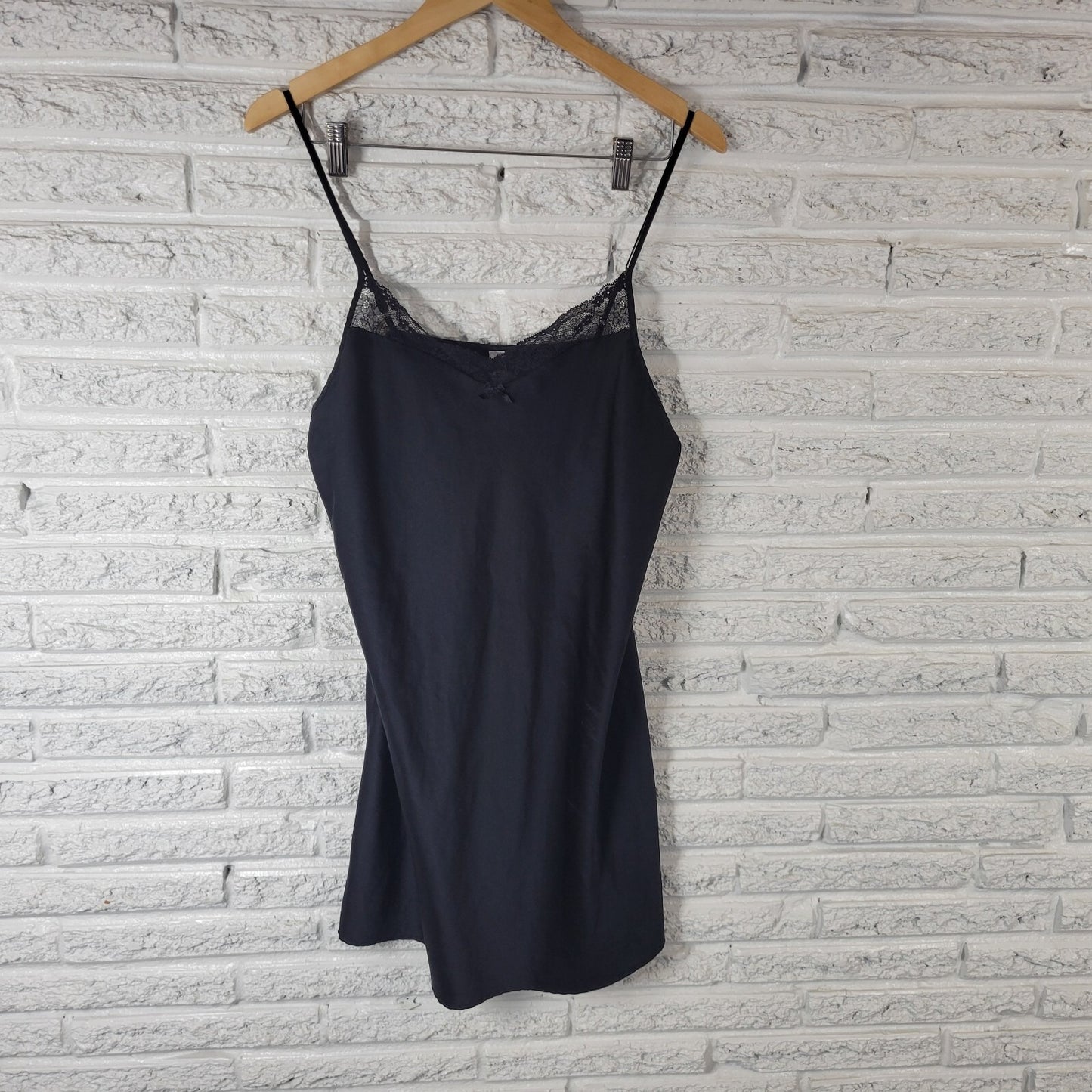 Gilligan OMalley Womens Slip XL Adjustable Spaghetti Black Lace Trim Polyester