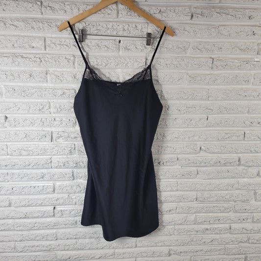 Gilligan OMalley Womens Slip XL Adjustable Spaghetti Black Lace Trim Polyester