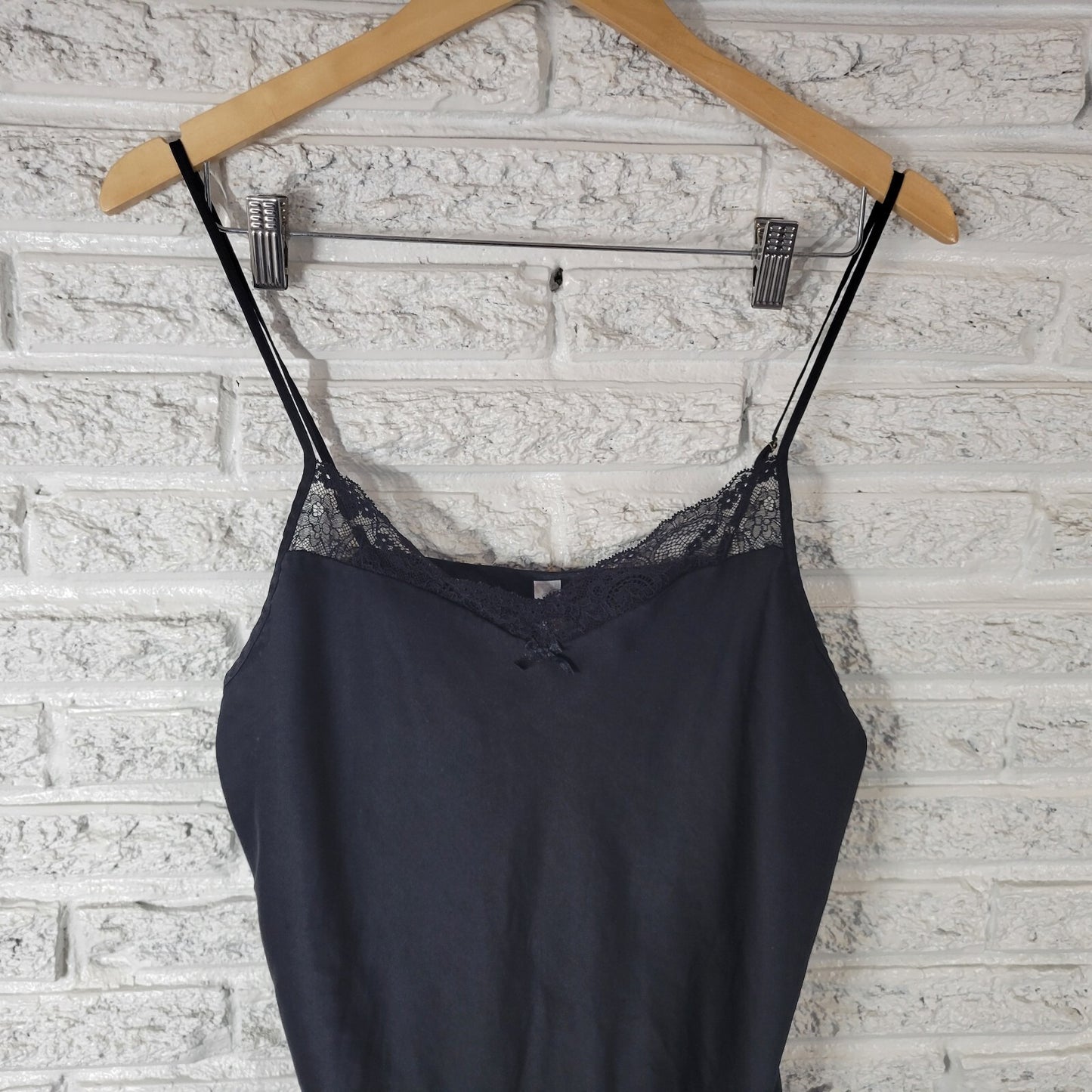 Gilligan OMalley Womens Slip XL Adjustable Spaghetti Black Lace Trim Polyester