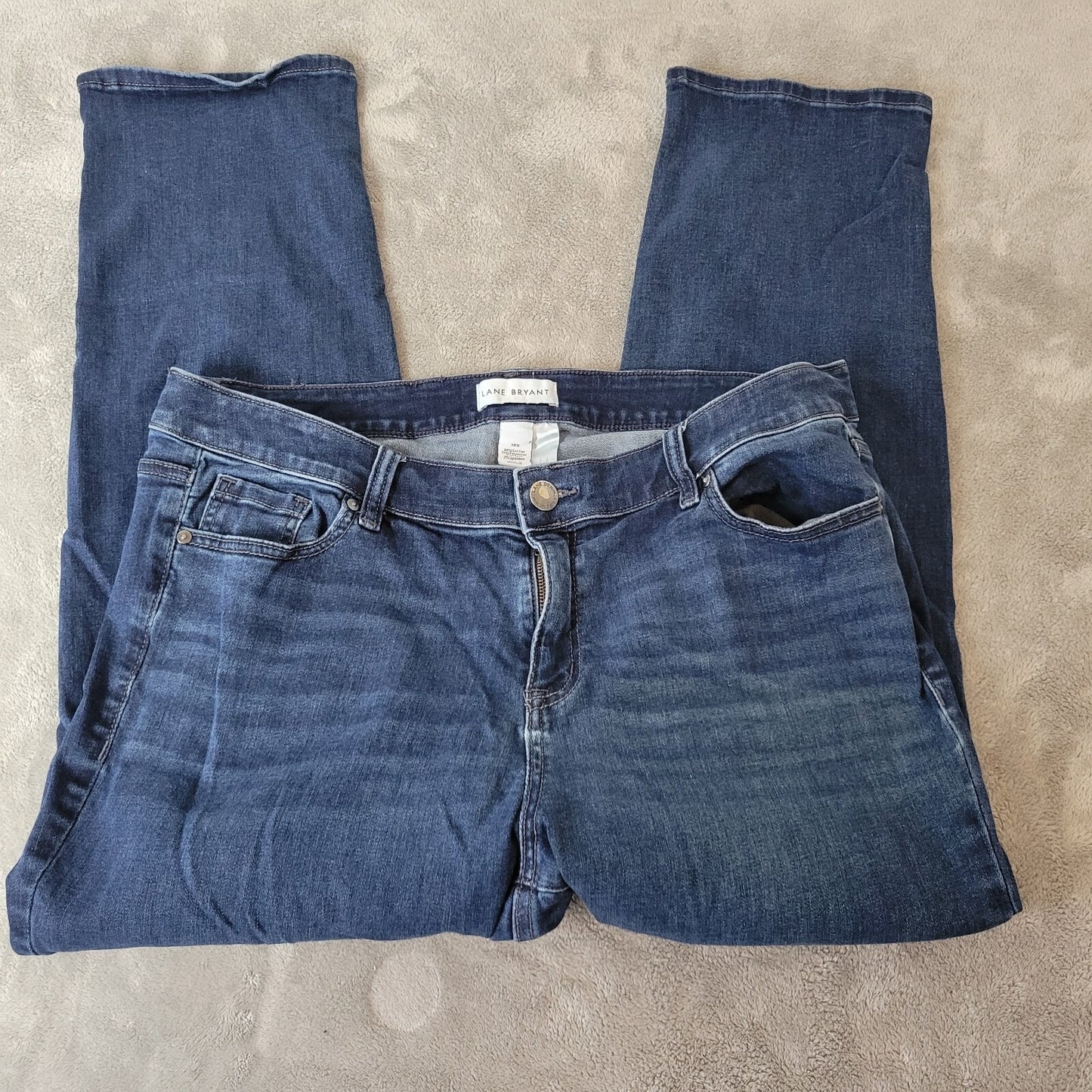 Lane Bryant Womens Jeans 18S 18P Petite Flex Magic Waistband Dark Blue Zip Fly