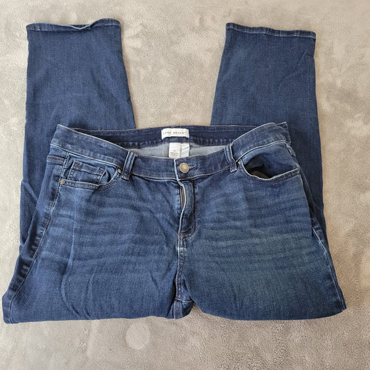Lane Bryant Womens Jeans 18S 18P Petite Flex Magic Waistband Dark Blue Zip Fly