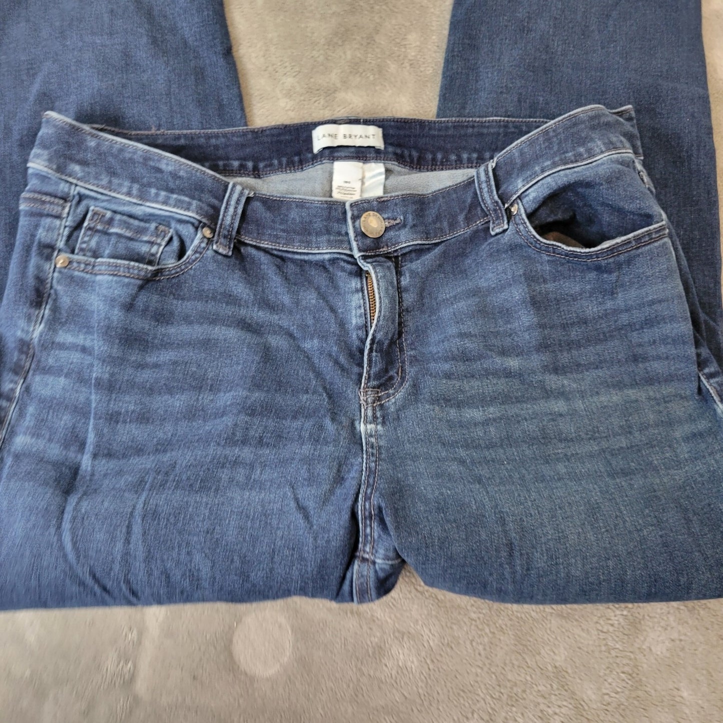 Lane Bryant Womens Jeans 18S 18P Petite Flex Magic Waistband Dark Blue Zip Fly