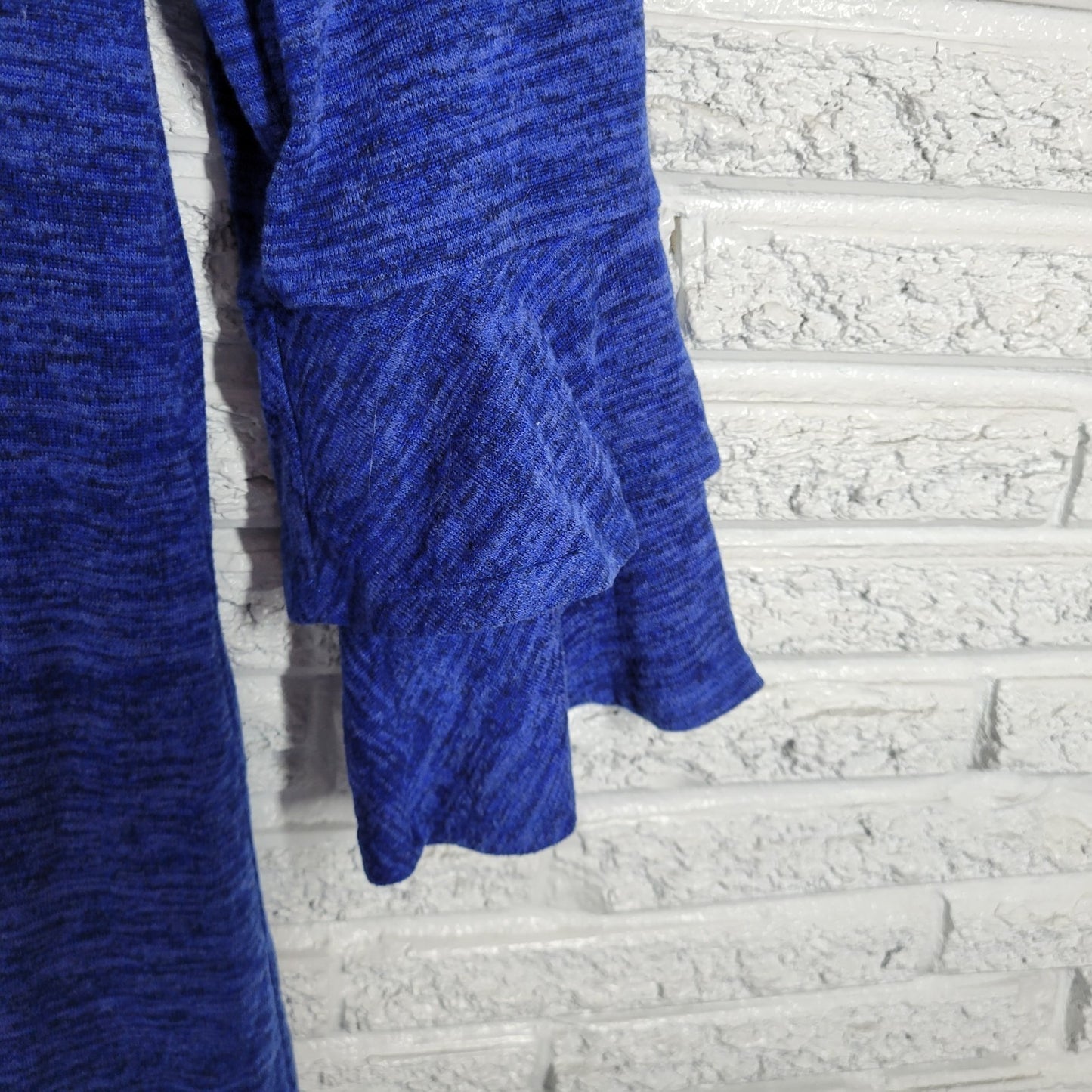 Tacera Womens Dress 1X Plus Mini Double Bell Sleeve Blue Heather Poly Blend