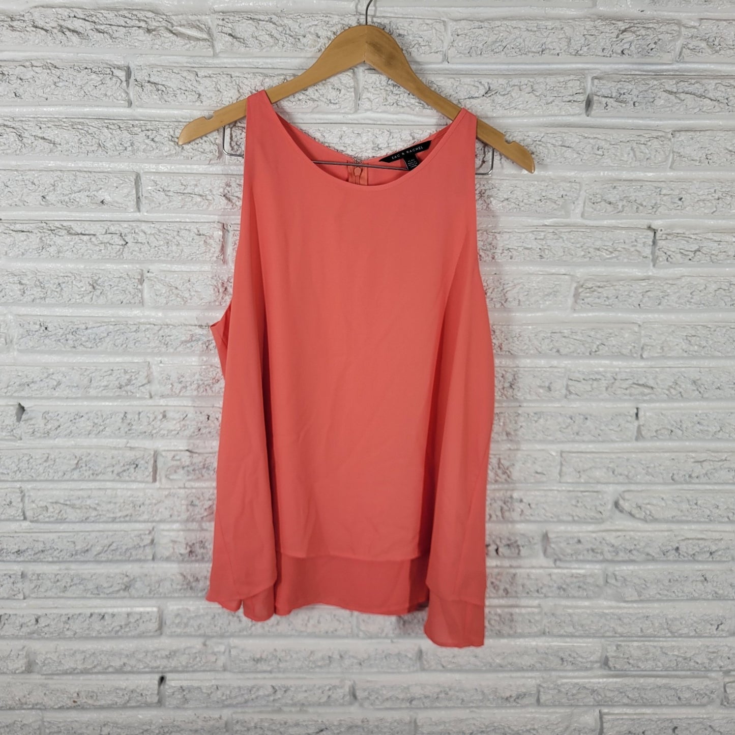 Zac Rachel Womens Top Extra Large Sleeveless Pink Zip Layered Split Back Office