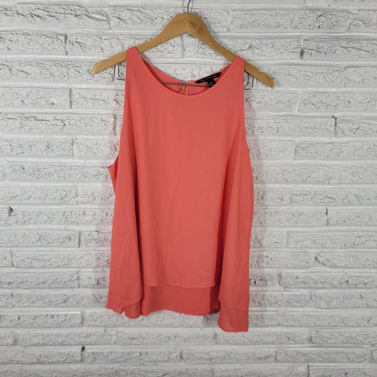 Zac Rachel Womens Top Extra Large Sleeveless Pink Zip Layered Split Back Office