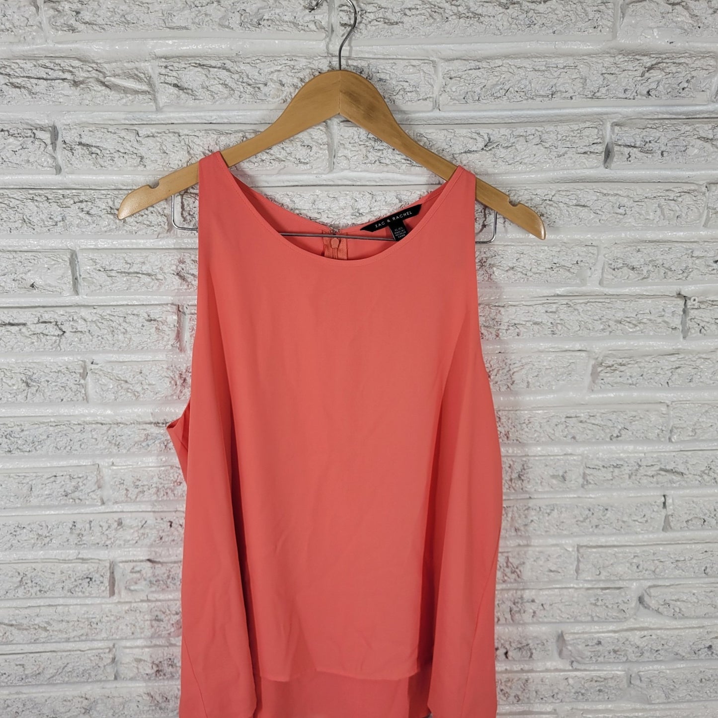 Zac Rachel Womens Top Extra Large Sleeveless Pink Zip Layered Split Back Office