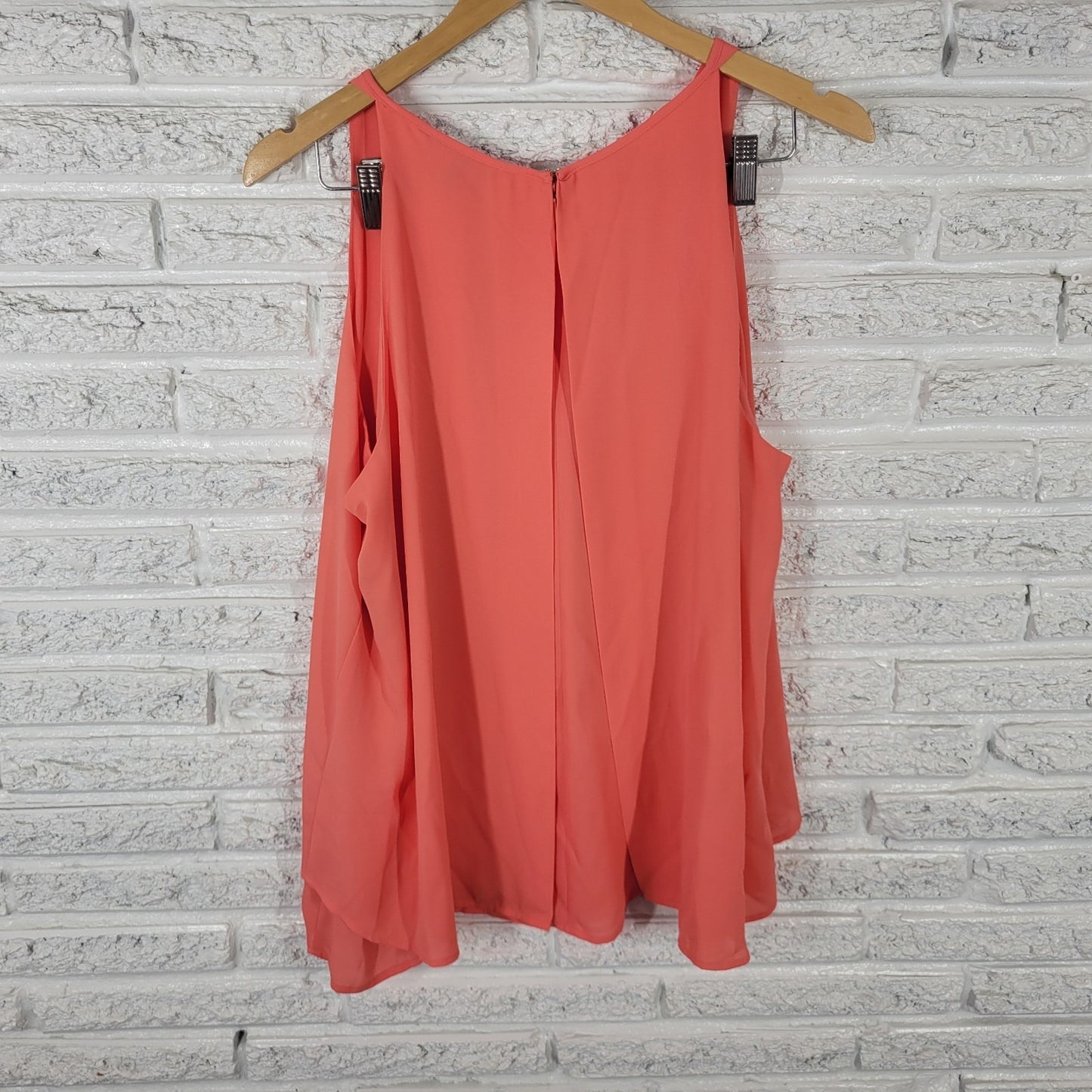 Zac Rachel Womens Top Extra Large Sleeveless Pink Zip Layered Split Back Office