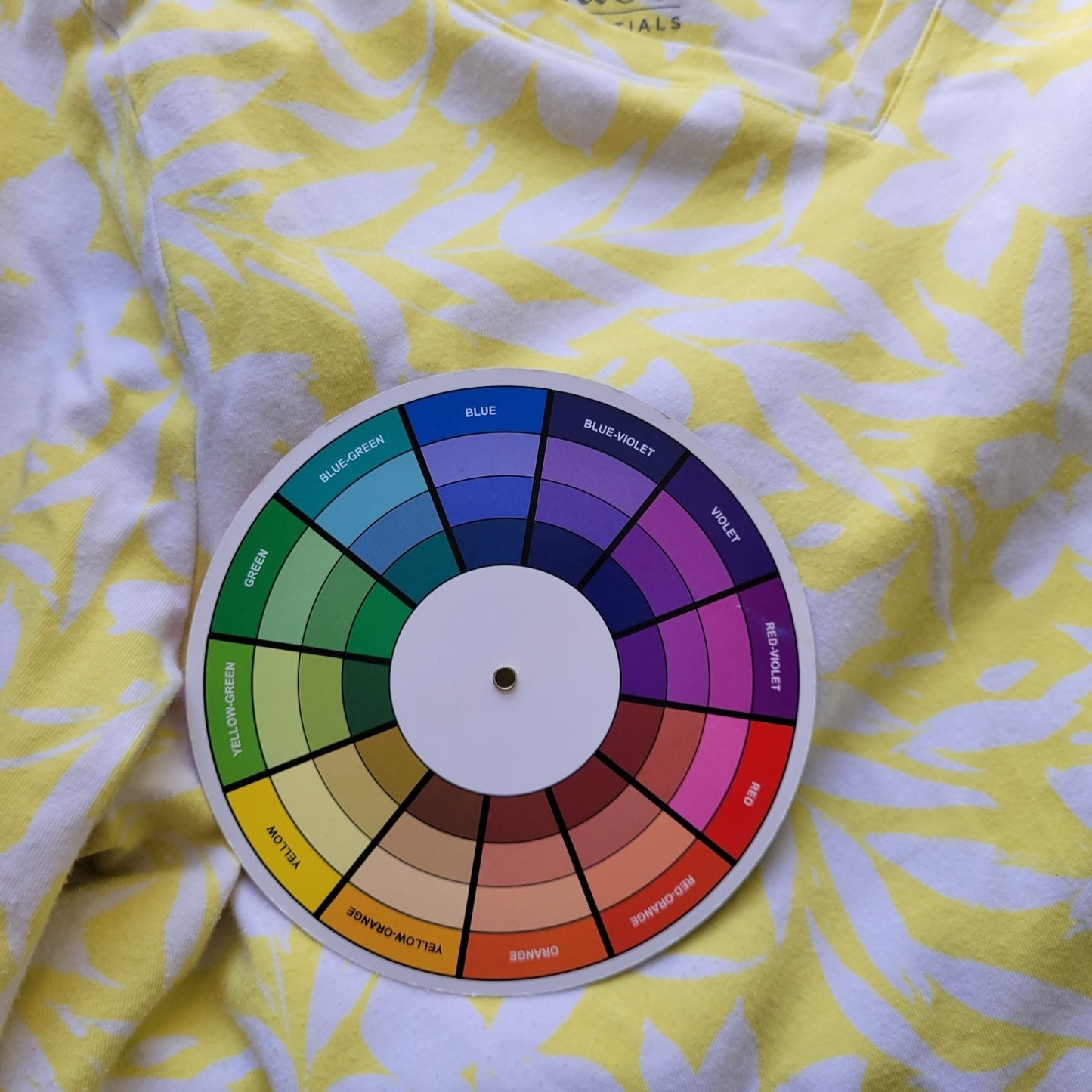 Denim Co QVC Womens Top Extra Large Tee 3/4 Sleeve Yellow Floral Cotton Blend