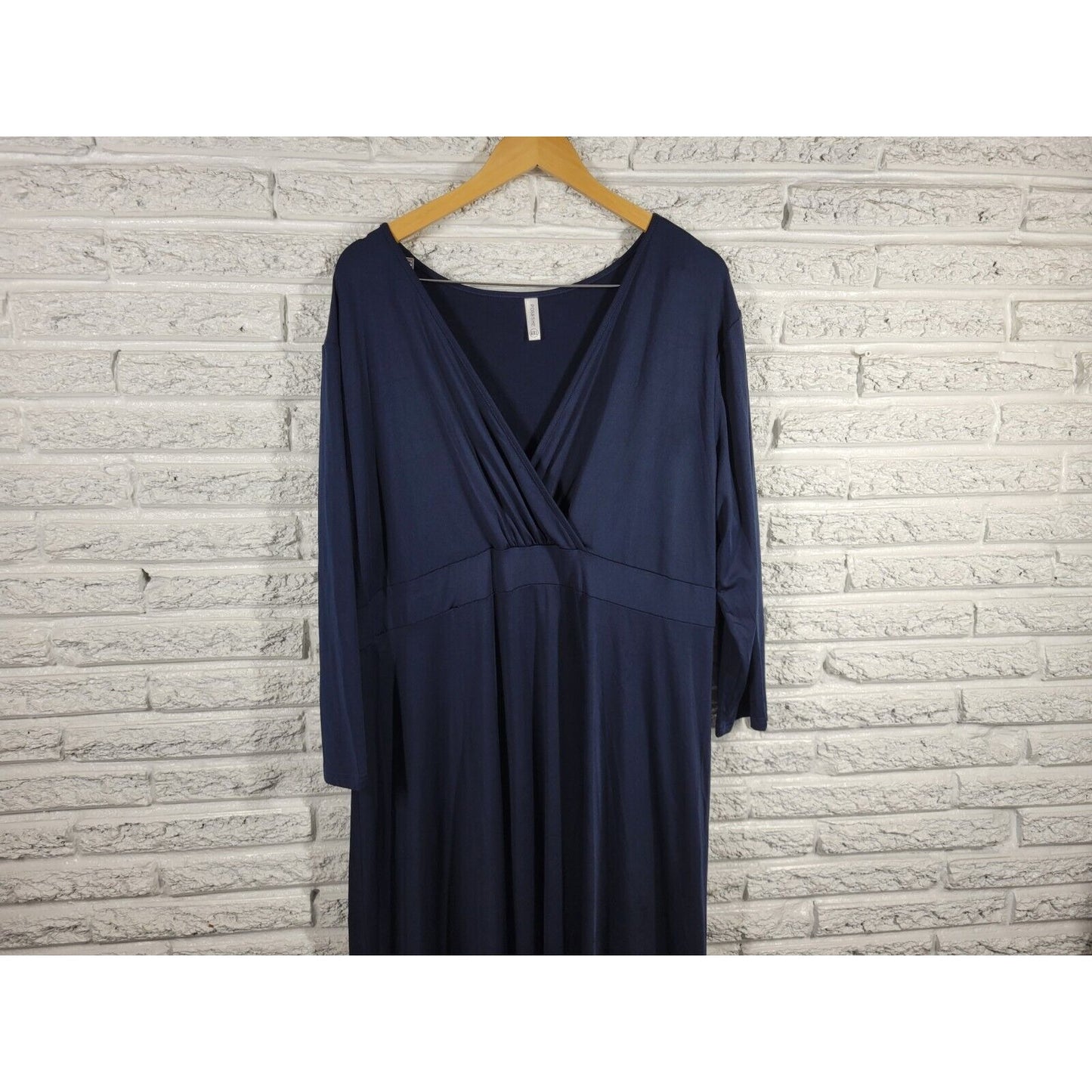 Poseshe Womens Dress 4XL Long Sleeve Sheath Midi Blue Career Casual Poly Blend