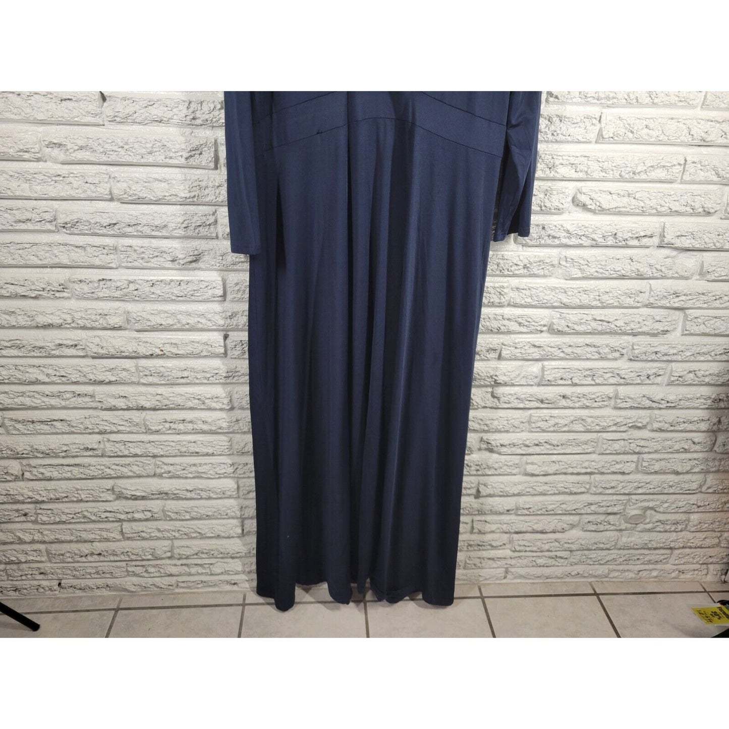 Poseshe Womens Dress 4XL Long Sleeve Sheath Midi Blue Career Casual Poly Blend