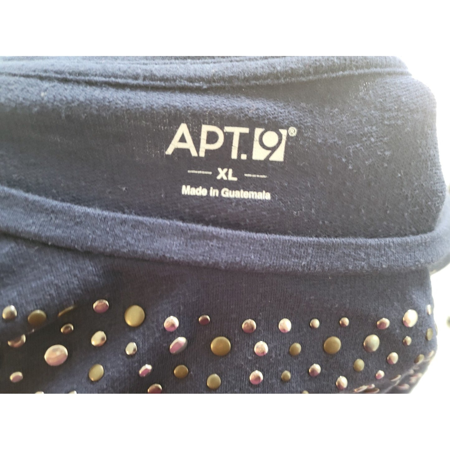 Apt 9 Womens Top Extra Large XL Long Sleeve Studded Blue Cotton Blend Casual