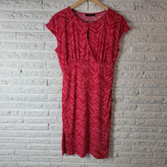 Apt 9 Womens Dress XL Sleeveless Pink Watercolor Poly Blend Keyhole Casual Comfy