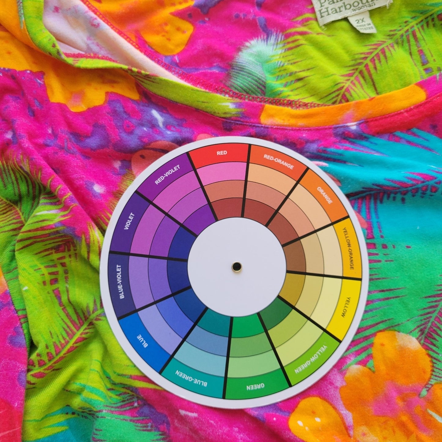 Palm Harbour Womens Top 2X Plus Tunic 3/4 Sleeve Pink Floral Tied Side Casual