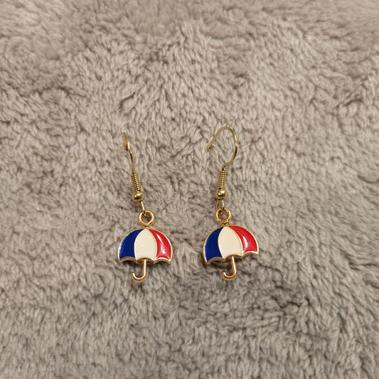 Umbrella #2 Womens Earrings One Pair Hanging Dangle Gold Tone Alloy Novelty