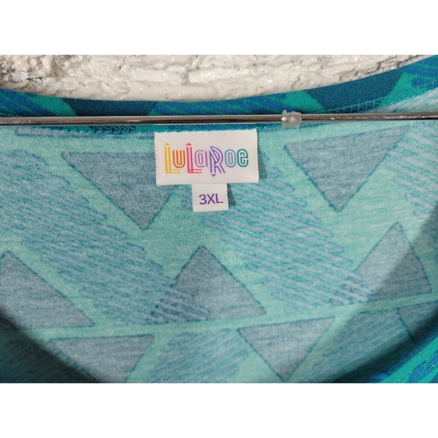 Lularoe Womens Dress 3XL Plus Fit Flare Short Sleeve Blue Geometric Poly Blend