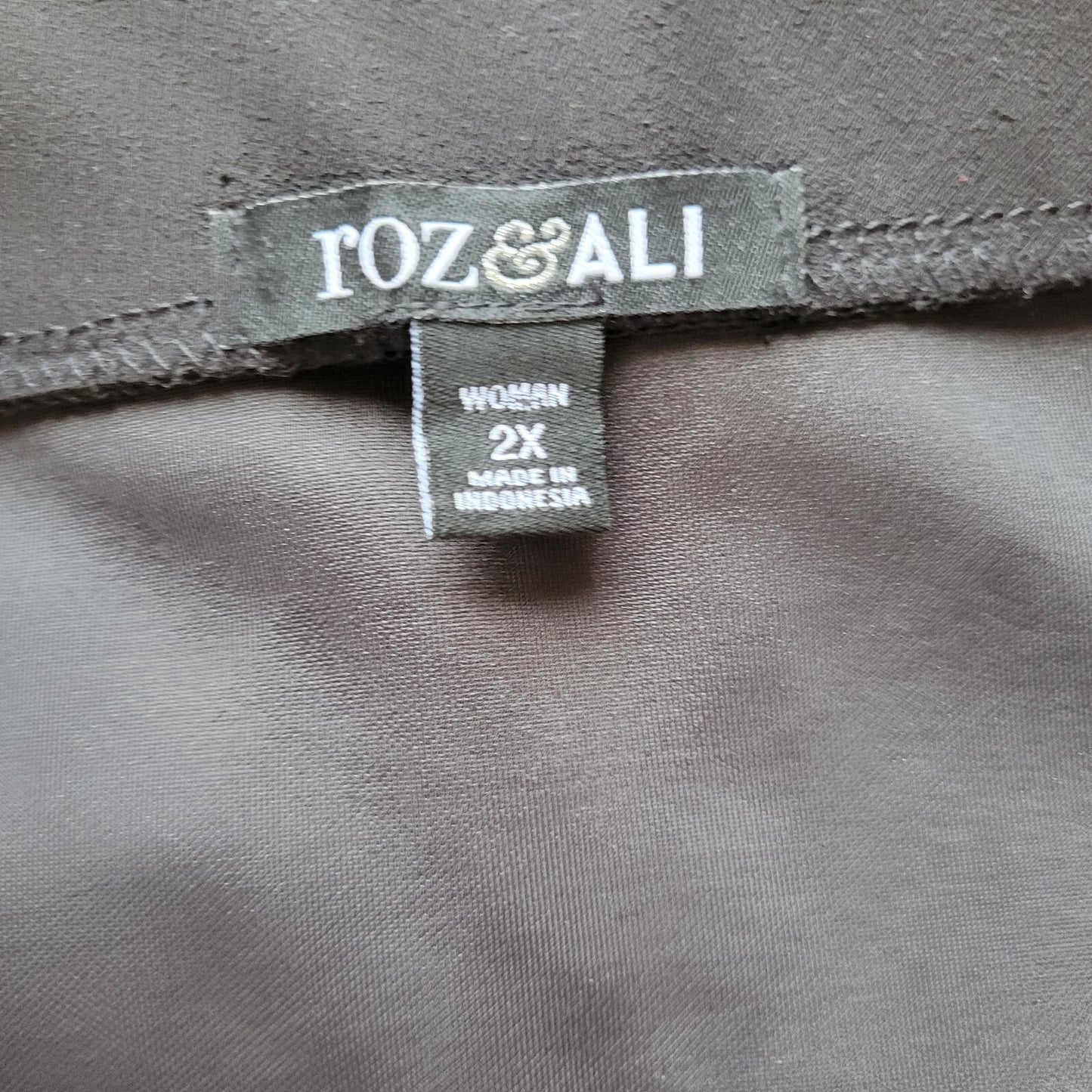 Roz Ali Womens Skirt 2X Plus Aline Knee Length Ruffle Black Poly Blend Pull On