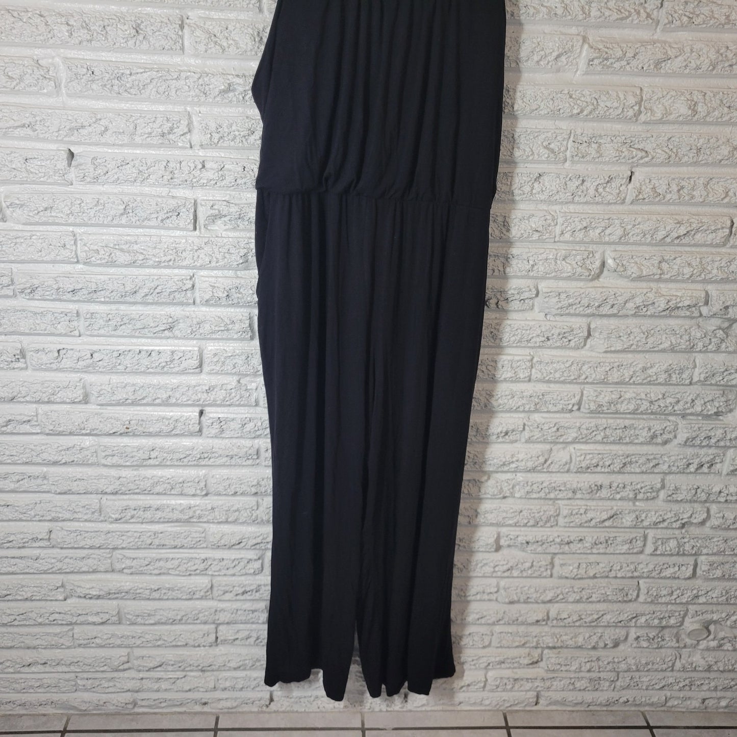 Kaileigh Womens Jumpsuit 2X Plus Sleeveless Spaghetti Black Pockets Casual Comfy
